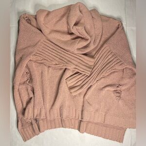 POL Dusty Pink Hood Oversized Sweater Baggy Ripped Distressed